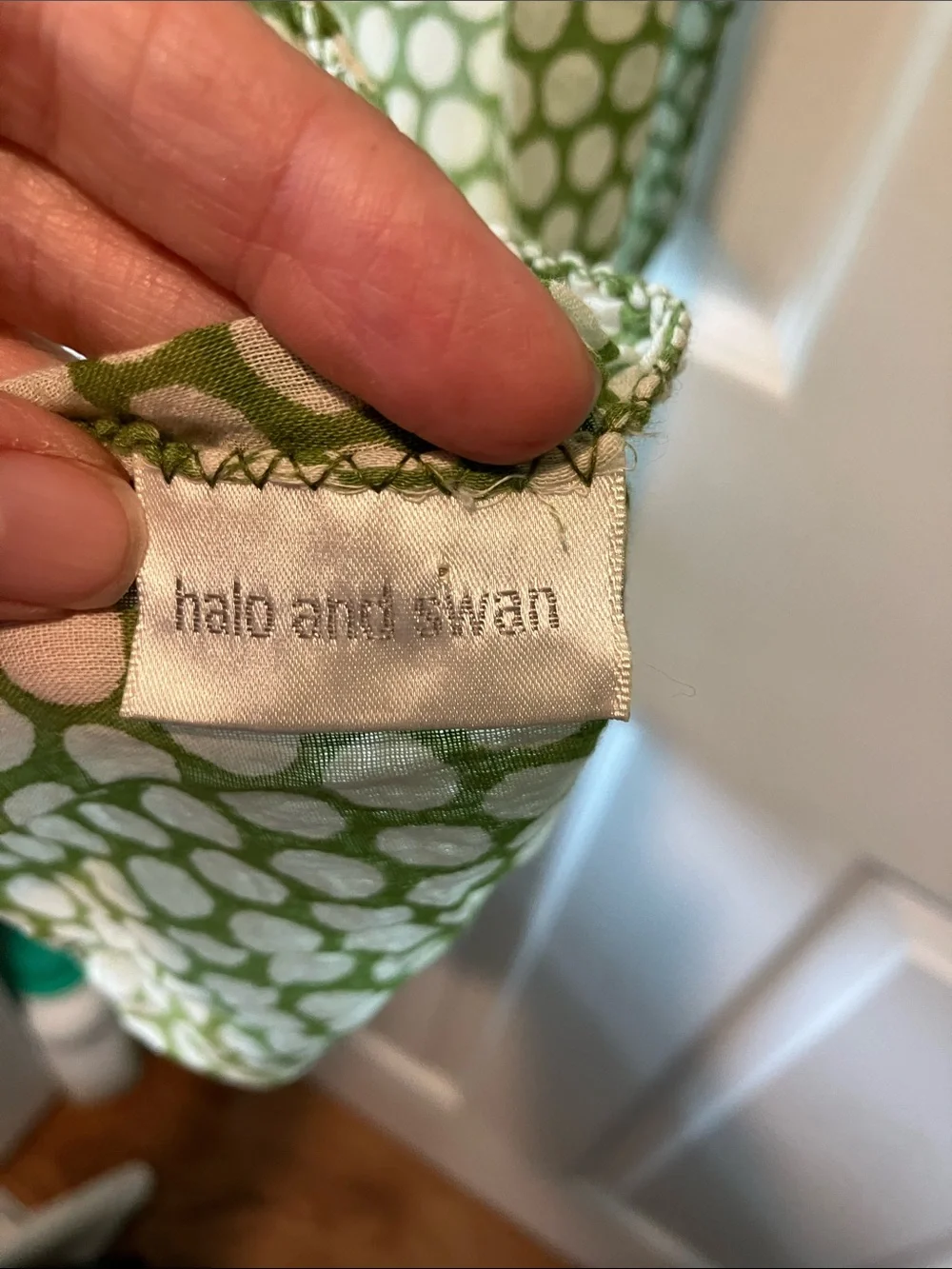 Lightweight Green Polka Dot Scarf halo & swan 100% cotton